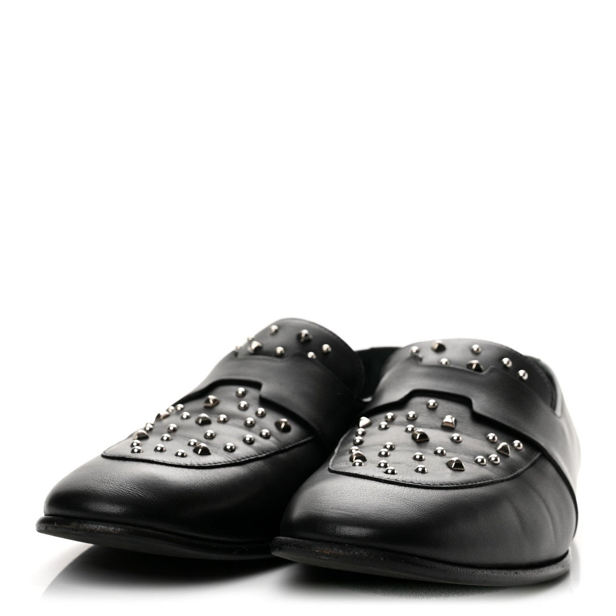 Hermès - Calfskin Studded Ancora Moccasin Loafers