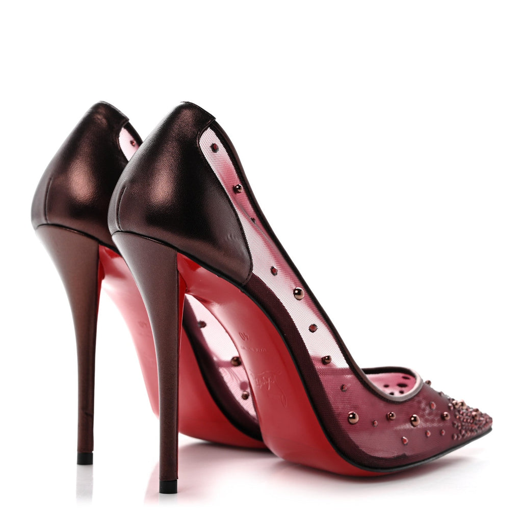 Christian Louboutin - Rete Nappa Laminata Miss Z Degrastrass Perla 100 Pumps