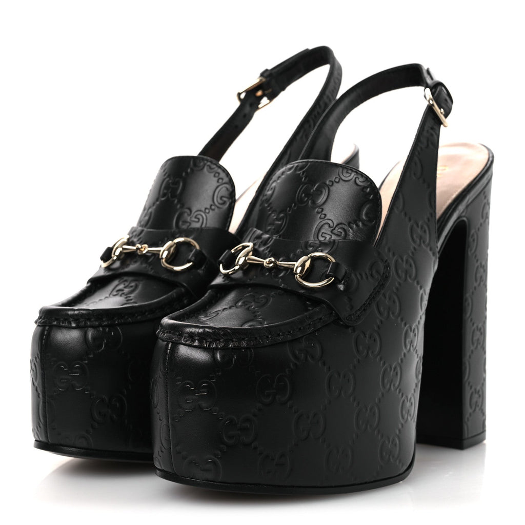 Gucci - Guccissima Horsebit Platform 70/160mm Slingback Mules