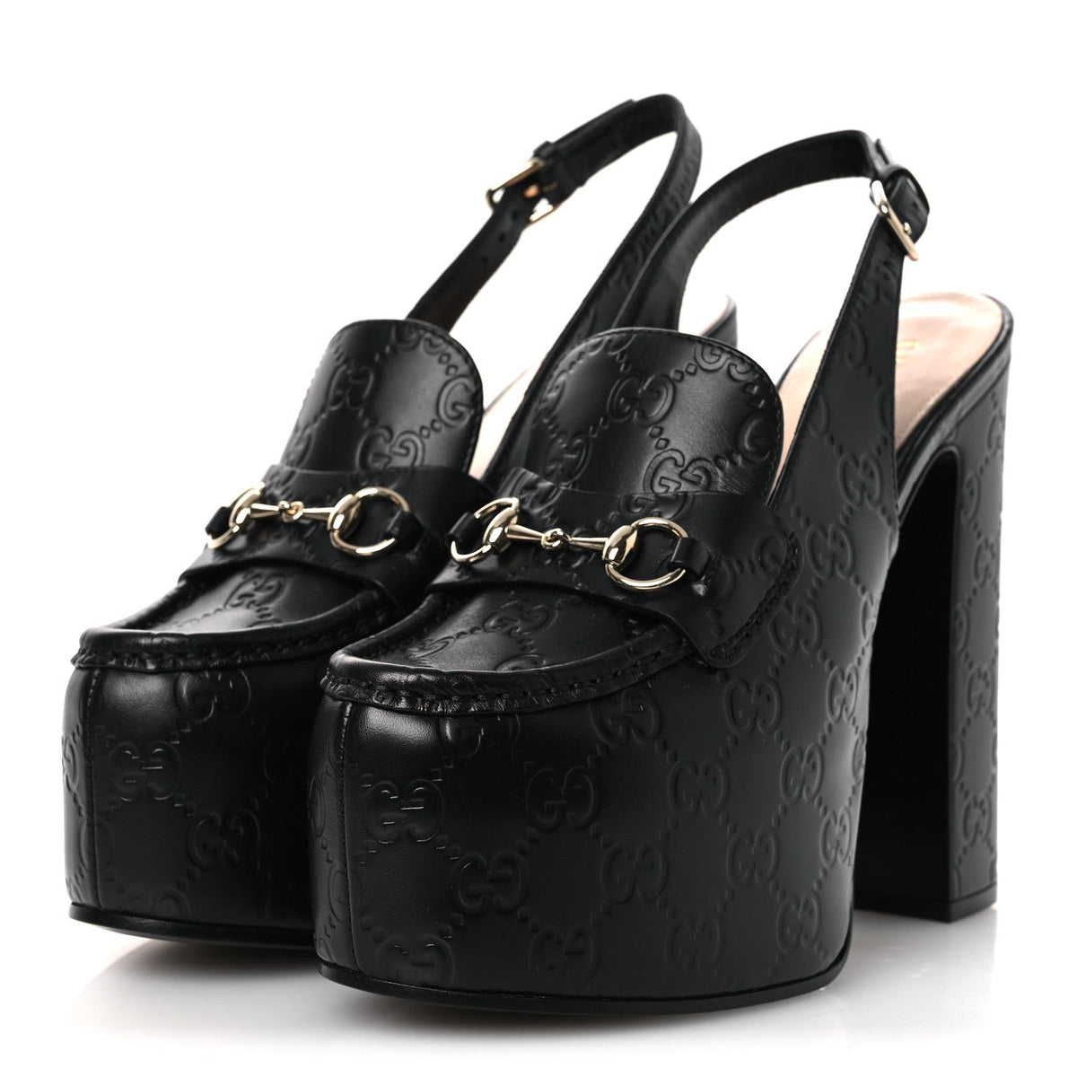 Gucci - Guccissima Horsebit Platform 70/160mm Slingback Mules