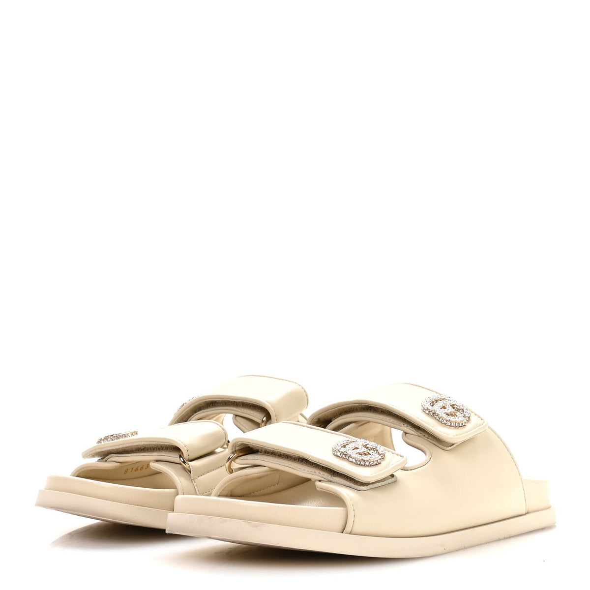 Gucci - Calfskin Double G Crystal Isla Dad Sandals