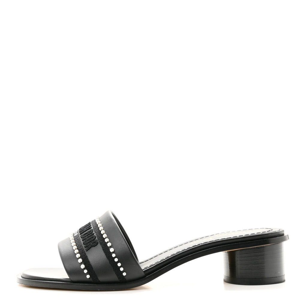 Dior - Calfksin Pearl Embroidered Dway 35mm Slide Sandals