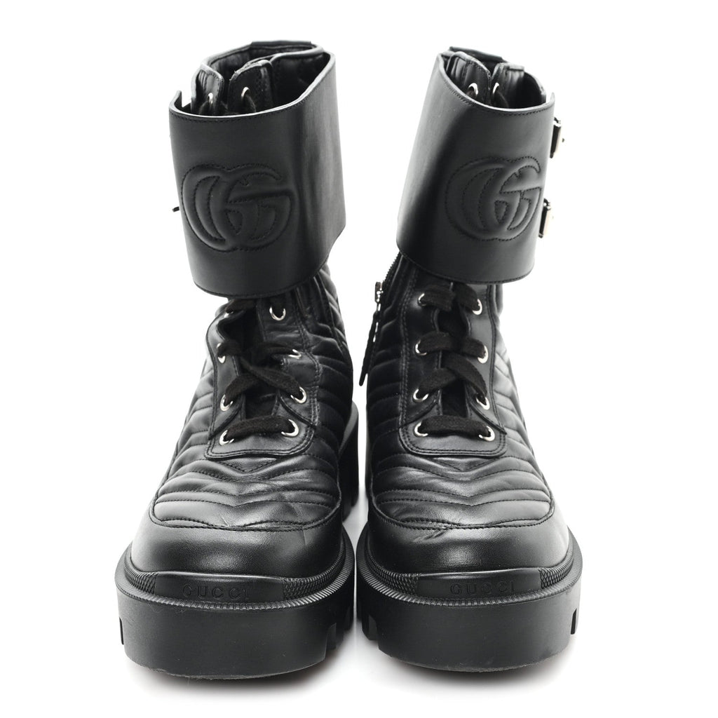 Gucci - Nappa Frances GG Matelasse Platform Combat Boots