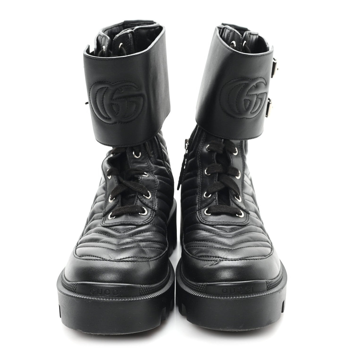 Gucci - Nappa Frances GG Matelasse Platform Combat Boots