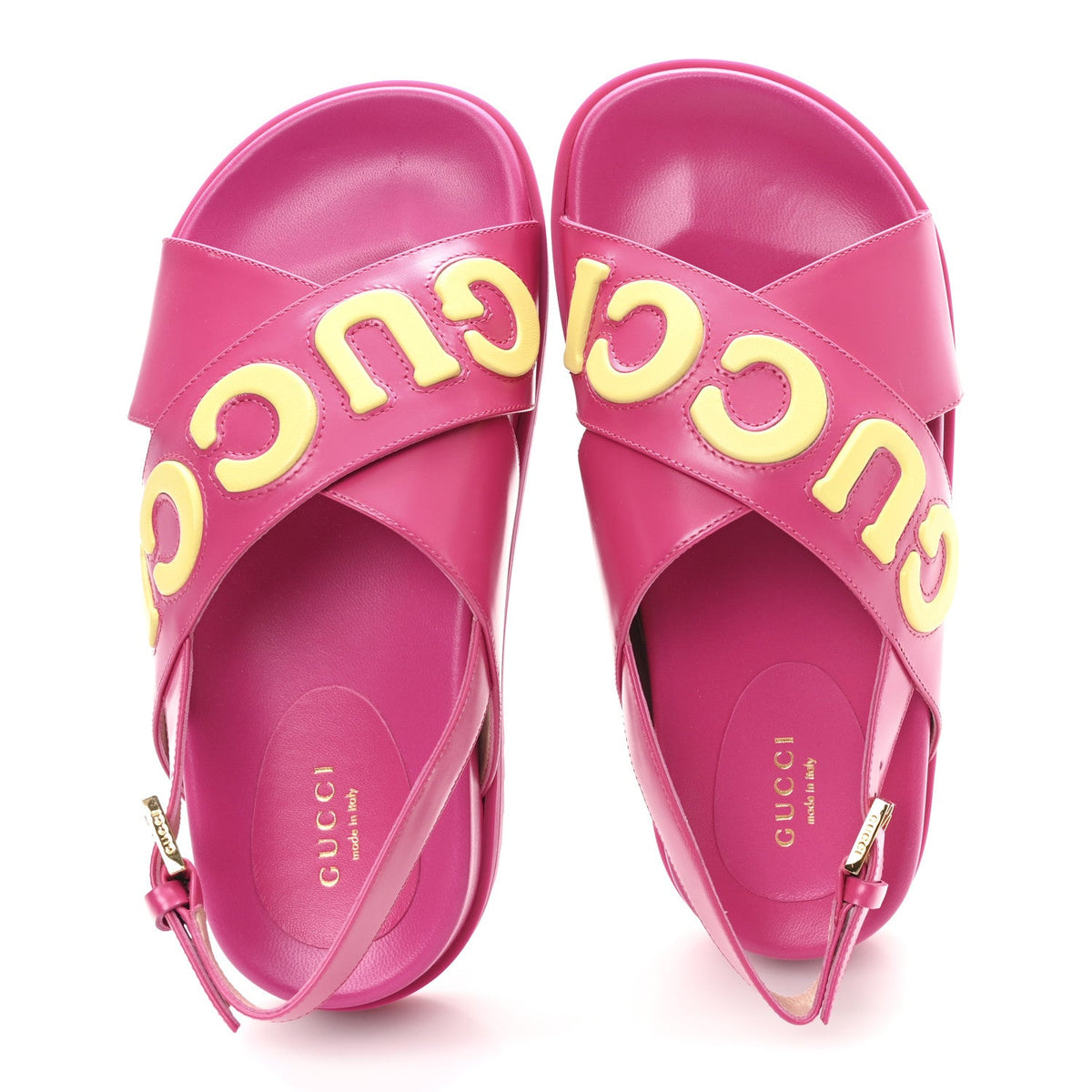 Gucci - Calfskin Elizabeth Nappa Charlotte Logo Slingback Sandals