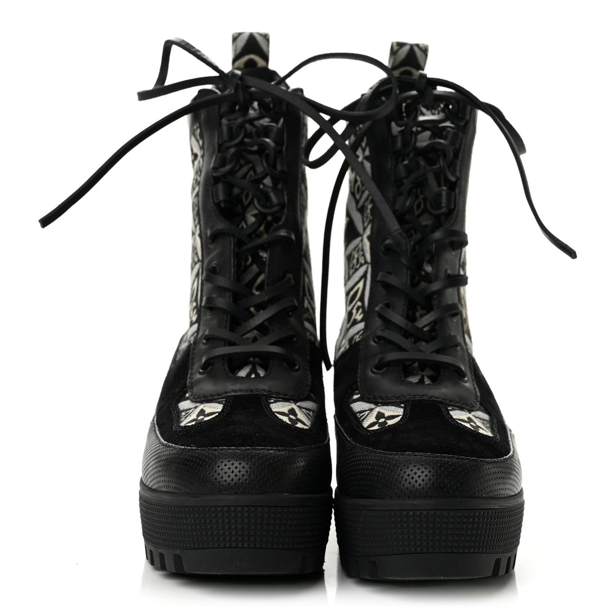 Louis Vuitton - Suede Calfskin Jacquard Since 1854 Laureate Platform Desert Boots